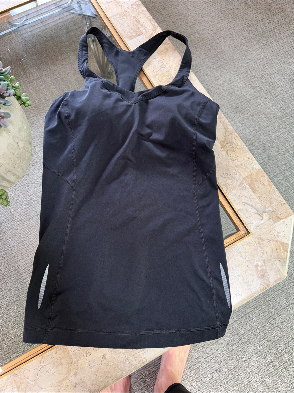 Under Armour Black Racerback Athletic Tank with built in bra with removable pads